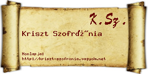 Kriszt Szofrónia névjegykártya